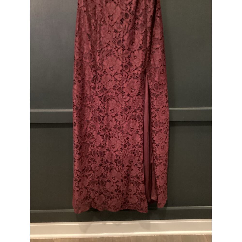 Anthropologie BHLDN Emma Sweetheart Sleeveless Lace Long Gown Front Slit Wine 12 - Picture 16 of 16